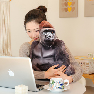 仿真3D动物公仔表演道具卡通靠垫睡觉抱枕森林熊猫狐狸毛绒玩具女