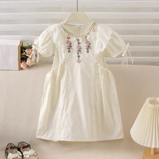 儿童洋气时髦甜美可爱刺绣花朵公主裙子 琪宝女童连衣裙年夏新款
