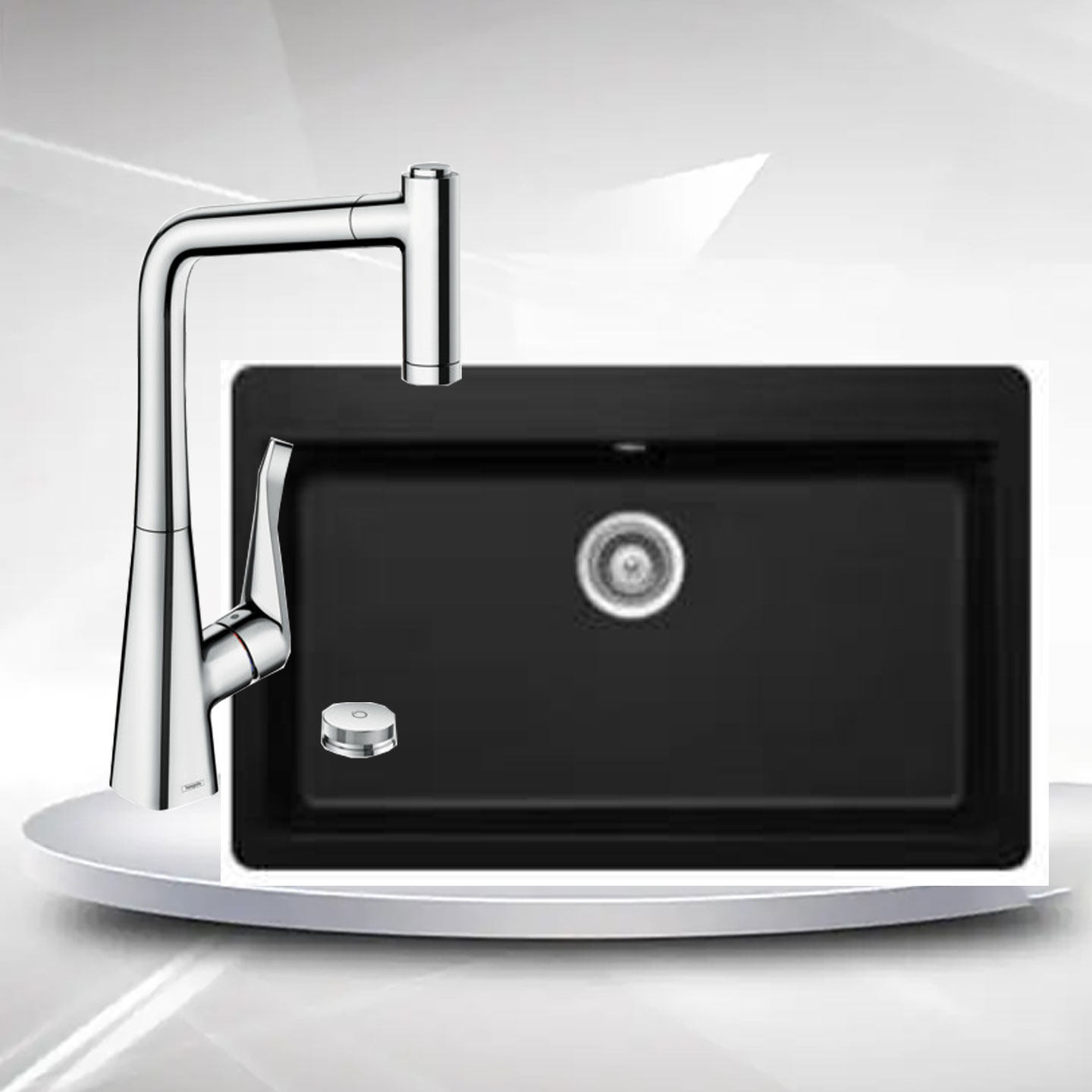 德国进口汉斯格雅雅生AXOR花岗岩厨房水槽大单槽龙头套餐43042300