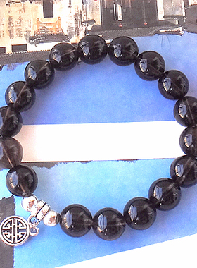 【喜相逢】包邮 天然水晶手链 女款 透明茶晶 囍字吊坠 手串