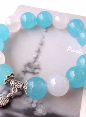 天然玉髓白色玛瑙水晶手链