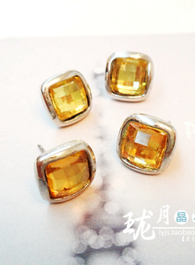 韩版饰品方形水钻耳坠
