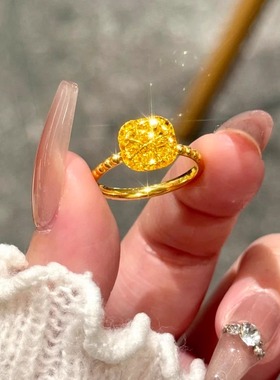 新中式拉丝小方糖活口戒指