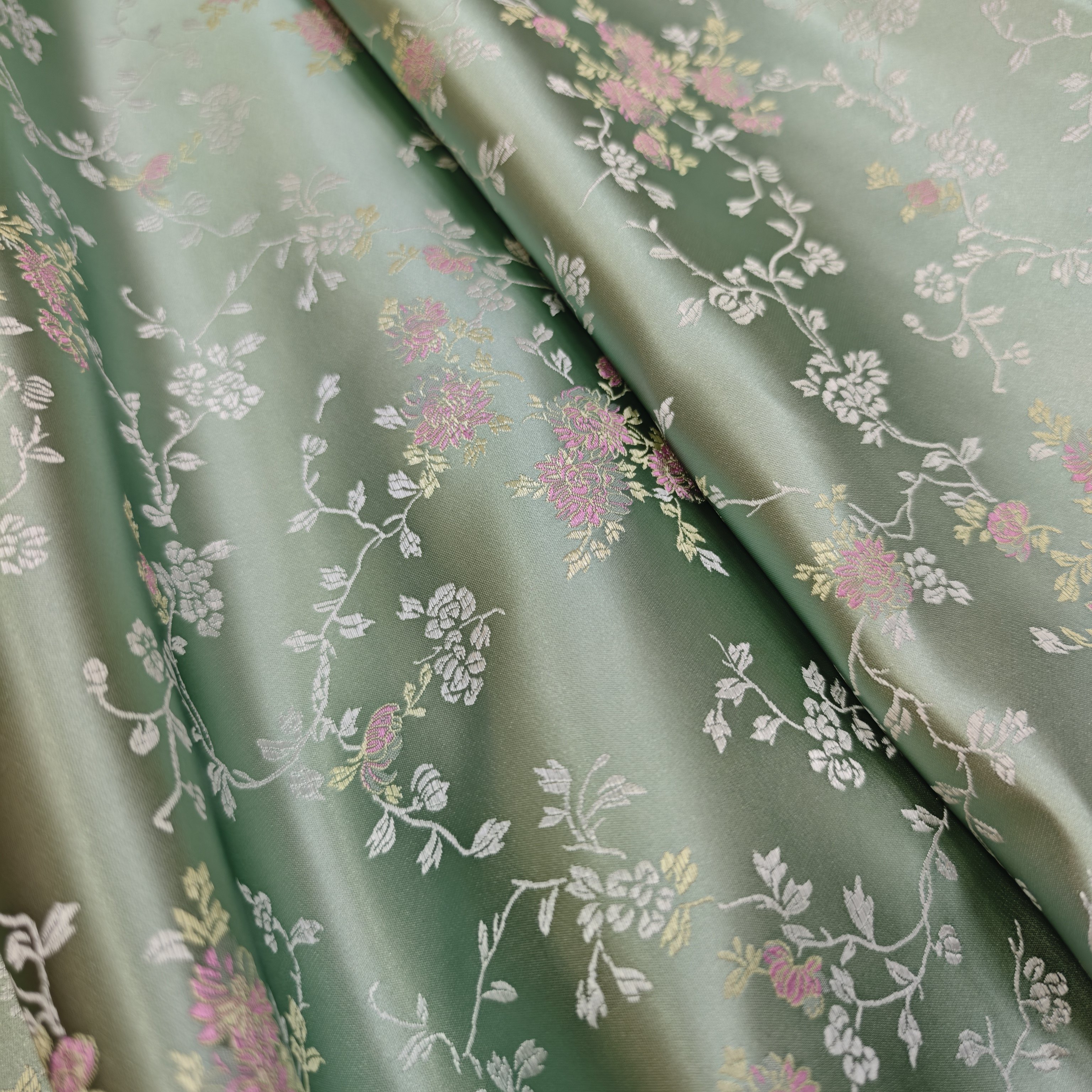 淡绿野菊织锦缎丝绸缎汉服唐装古装布包装锦盒布料手工DIY发夹布,纺织面料/辅料/配套,丝绸布料,淘宝优惠券,粉丝福利购,淘宝优惠卷