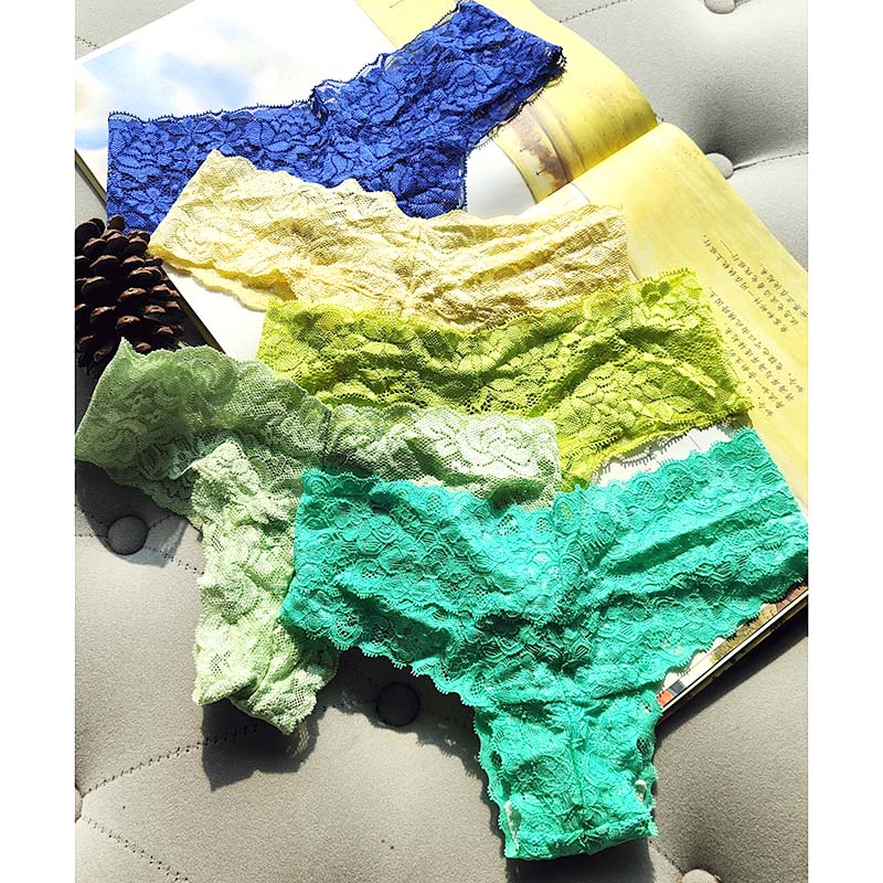 外贸日单蕾丝柔然性感女低档棉质丁字裤无痕内裤