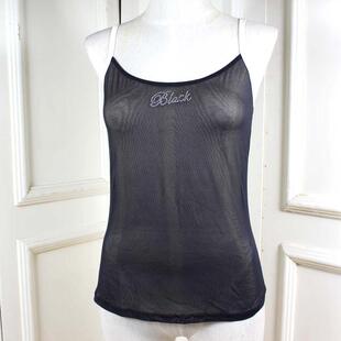 清仓啦买到赚到 美国单黑色网纱透气亮片女吊带夏季