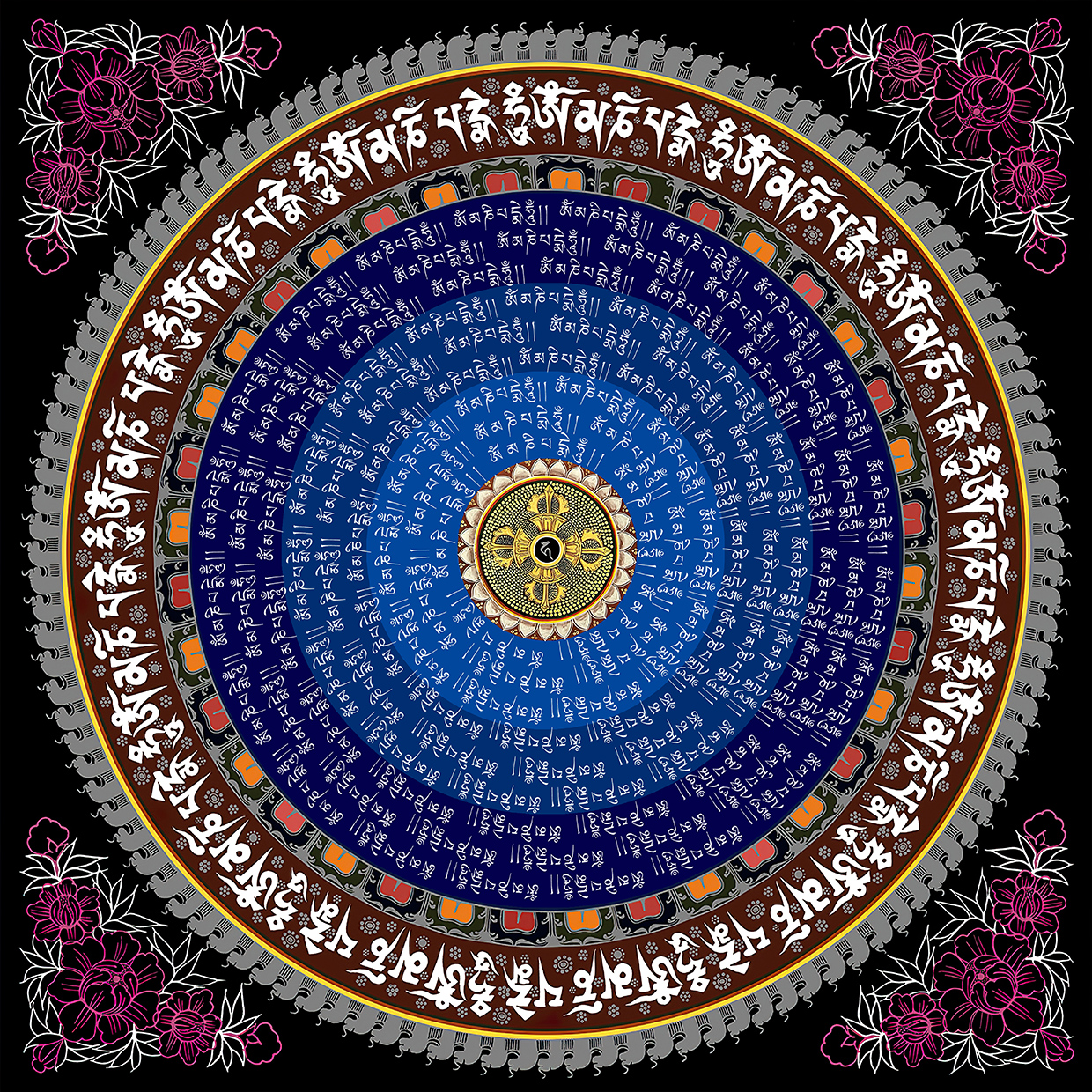 大随求楞严大悲六字如来心尊胜唐卡描金diy画茶室禅意画临摹礼物