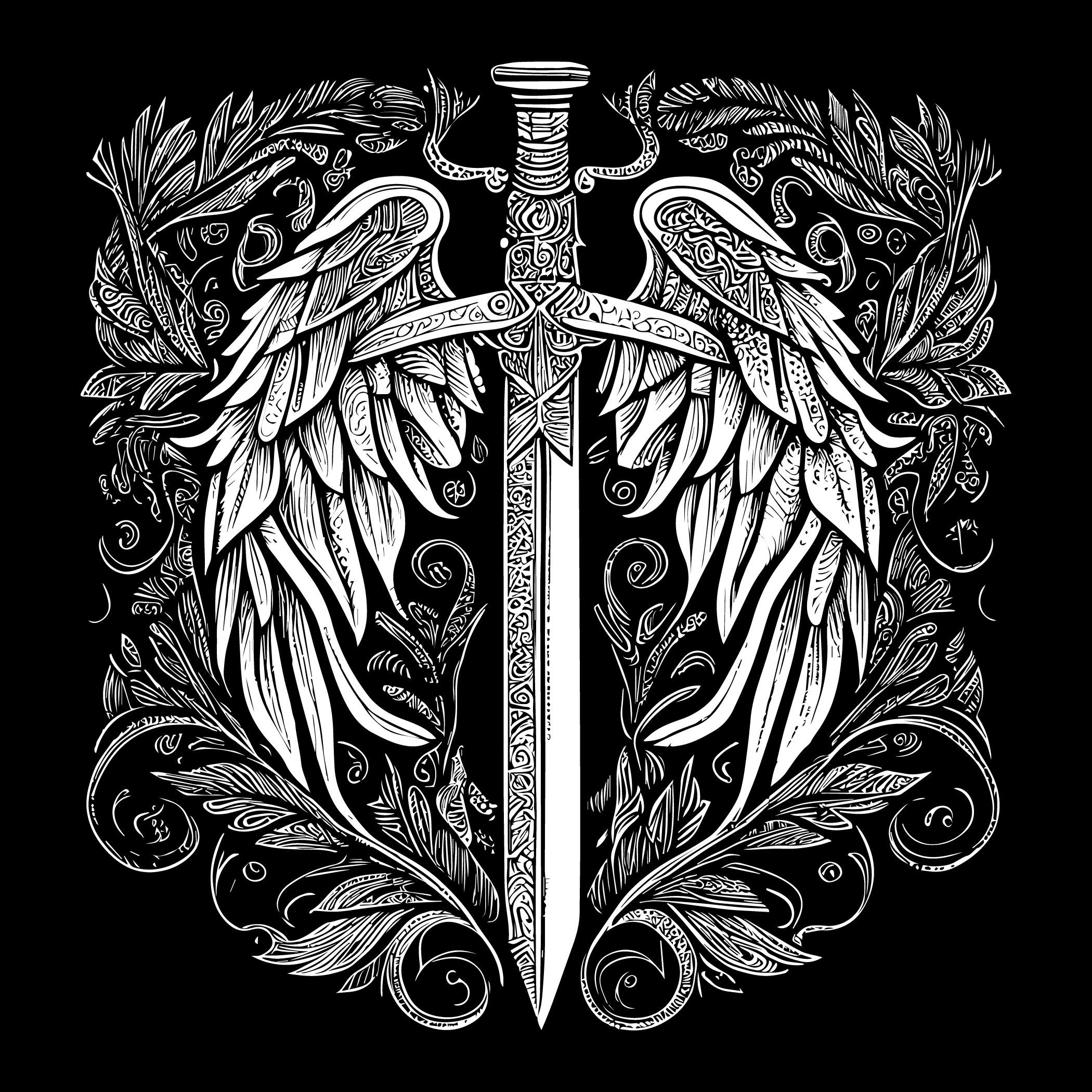 天使之剑勇者无敌室内装饰创意装饰画减压静心手绘diy线稿装饰画