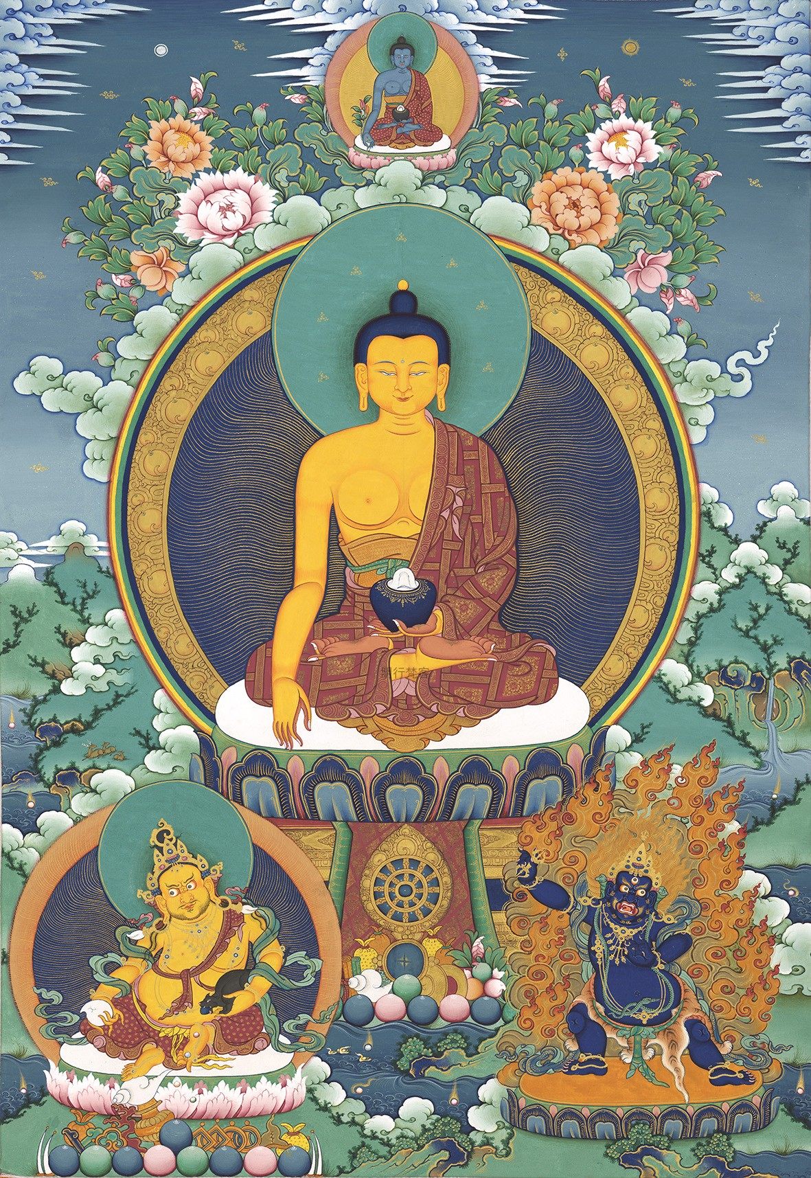 唐卡描金释迦牟尼佛线稿diy手绘佛像静心减压涂色装饰画纯棉画布