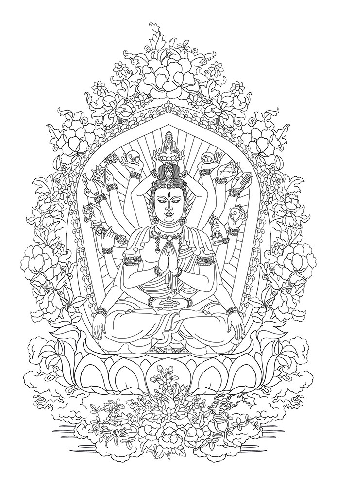 十二生肖守护神唐卡描金自己画佛像线稿临摹涂色填色禅意团建礼物