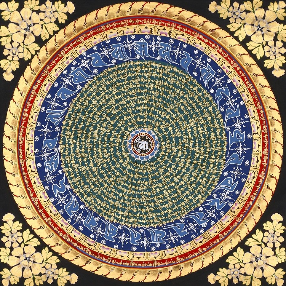 六字真言六字大明咒描金唐卡线稿临摹涂色手绘填色diy自己画佛像