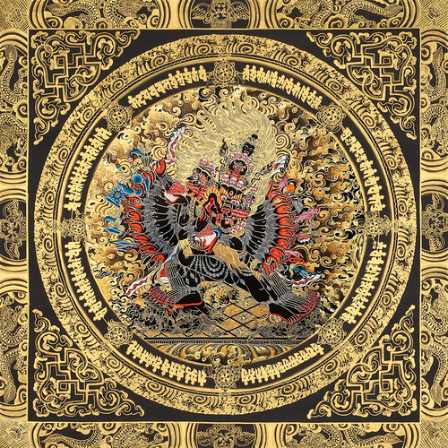 唐卡描金diy自己画唐卡手绘线稿