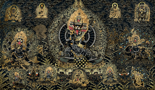 文殊大威德金刚忿怒明王唐卡描金自己画佛像线稿临摹涂色手绘填色