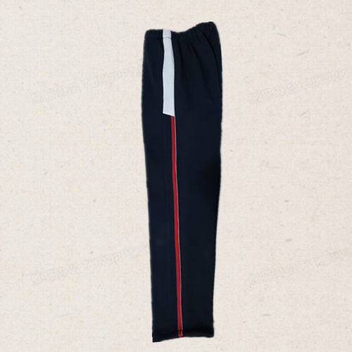 藏蓝色校服裤子中小学生拼白条红条反光细条宽松运动冬季加绒校裤