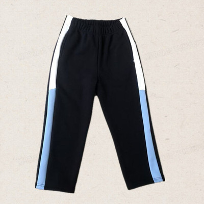 藏蓝色校服裤子学生拼上白下浅蓝