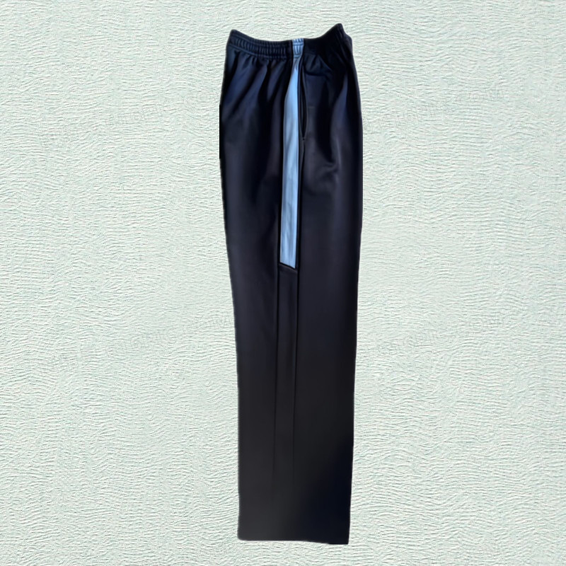 藏青色校服裤子中小学生拼一条半截杠浅蓝蓝宽杠束脚加绒运动校裤