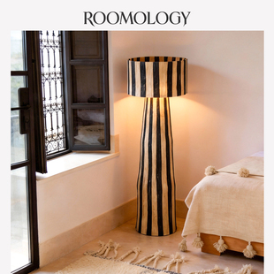 饰灯 Roomology摩洛哥进口手工草编落地灯复古氛围感条纹客厅装