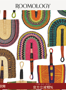 Roomology非洲进口加纳手工编织草编扇子ins彩装饰扇