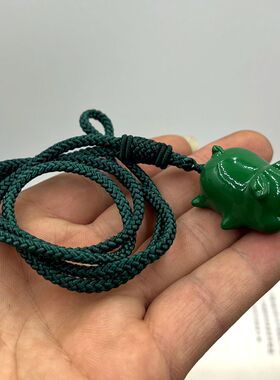 木雕绿色亥猪实木黑檀木质十二生肖绿檀木新中式木头猪吊坠钥匙扣