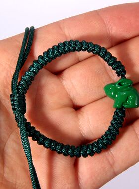 东阳木雕实木绿色兔子木质绿檀木紫檀木兔吊坠钥匙扣手链脚链挂件