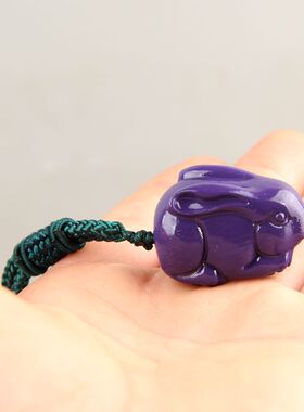 紫色木兔挂件吊坠木雕实木红木吉祥紫檀木生肖招财木质小兔子摆件