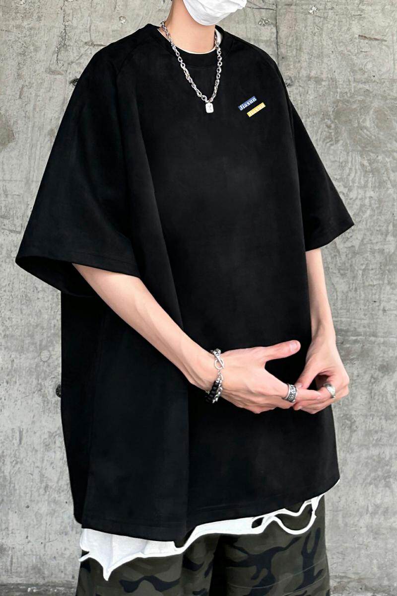 夏季大码休闲潮流美式麂皮绒字母印花短袖T恤T3410-P22【特价】,男装T恤,电商A007