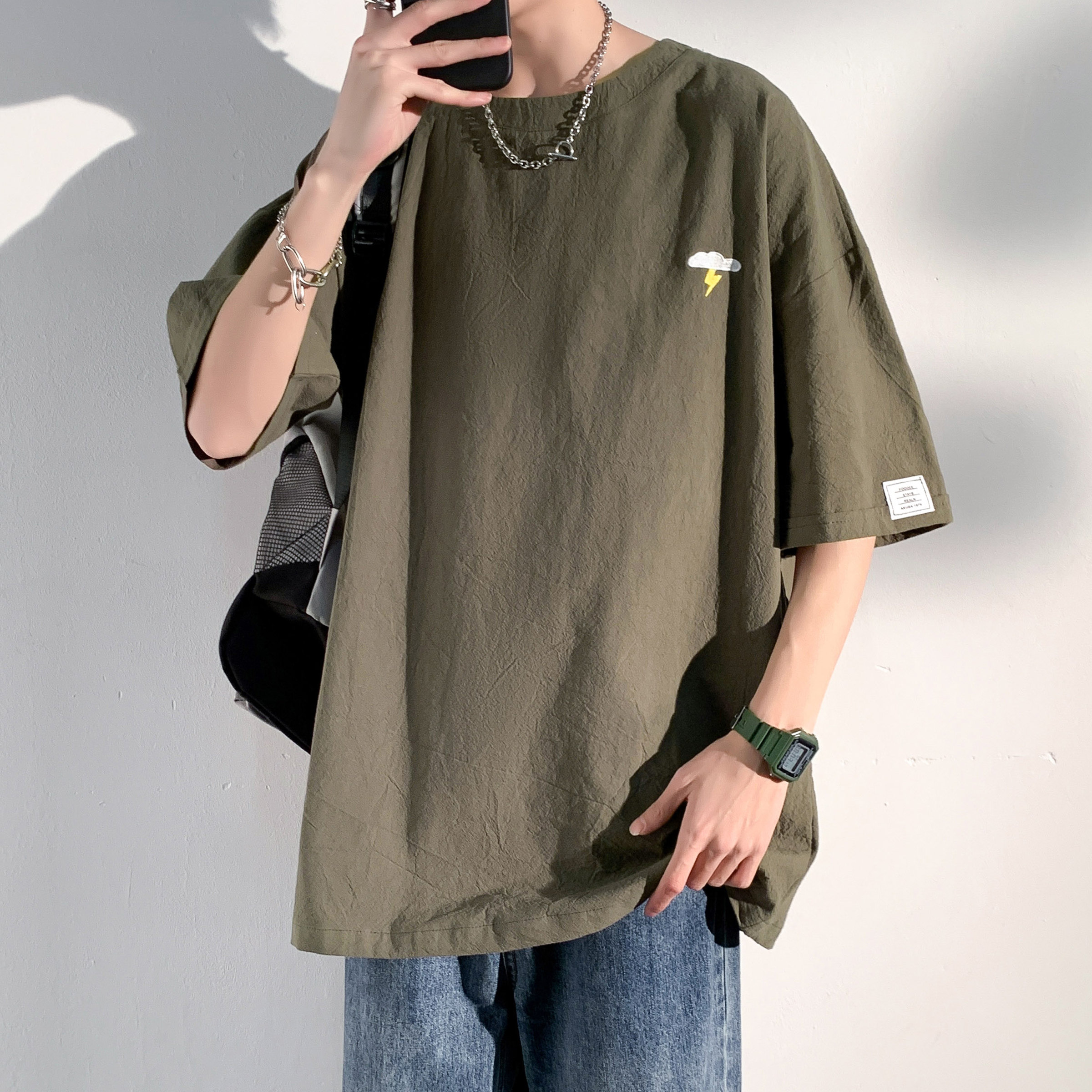 光影墙港风潮休闲大码新款短袖T恤大码款号T125-P19【特价】,男装T恤,电商A007