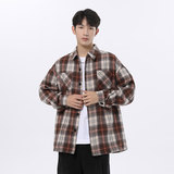 小香风复古格子加厚衬衫夹克外套休闲情侣宽松C2197-P45【特价】A，男装夹克，电商A007