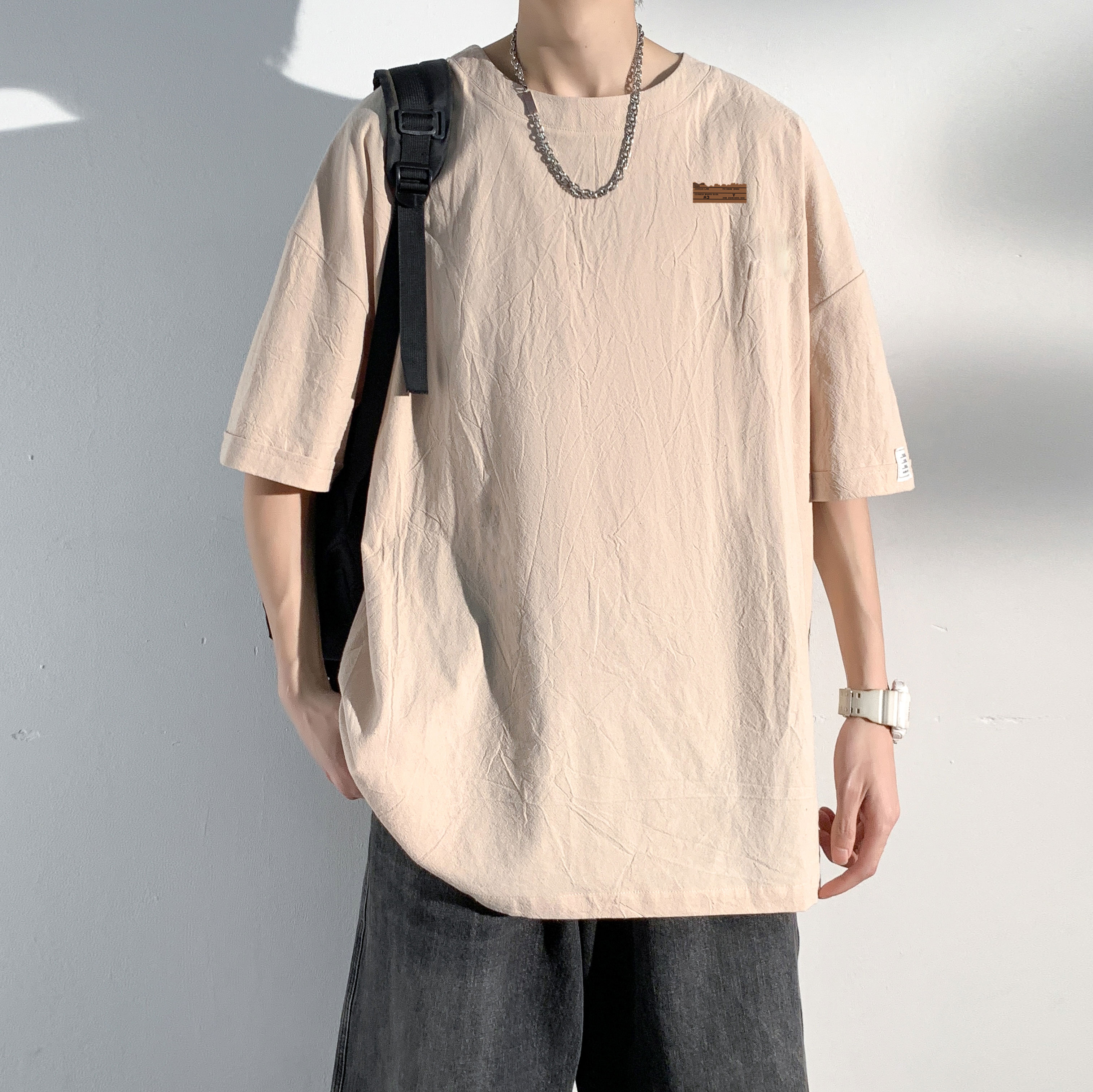 港风夏季短袖T恤潮流宽松半袖圆领体恤衫T3373-P28-a，男装T恤，电商A007