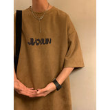 夏季大码休闲潮流美式麂皮绒字母印花短袖T恤T3459-P22【特价】，男装T恤，电商A007