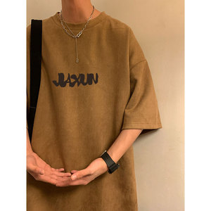 夏季大码休闲潮流美式麂皮绒字母印花短袖T恤T3459-P22【特价】图片