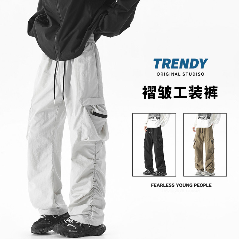 25春季弯刀版型褶皱伞兵裤工装裤大码休闲长裤K8578-P36【特价】图片