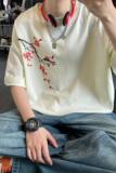 风新中式梅花240克双纱精梳棉半袖短袖T恤T3514-P25【特价】A，男装T恤，电商A007