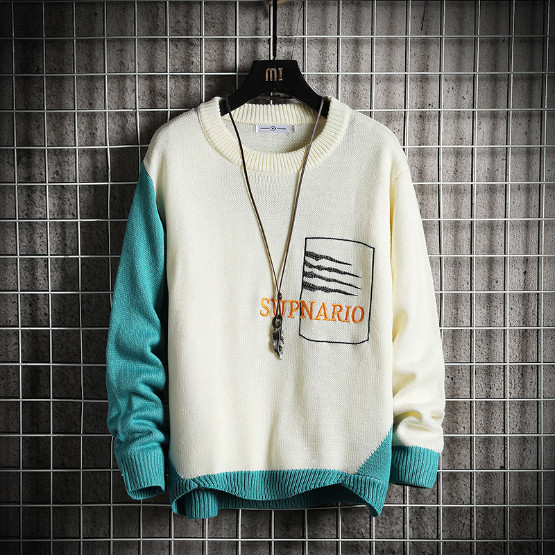 Autumn winter round neck men's sweater Pullover large size casual Japanese mesh hanging shot