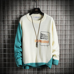 Autumn winter round neck men's sweater Pullover large size casual Japanese mesh hanging shot