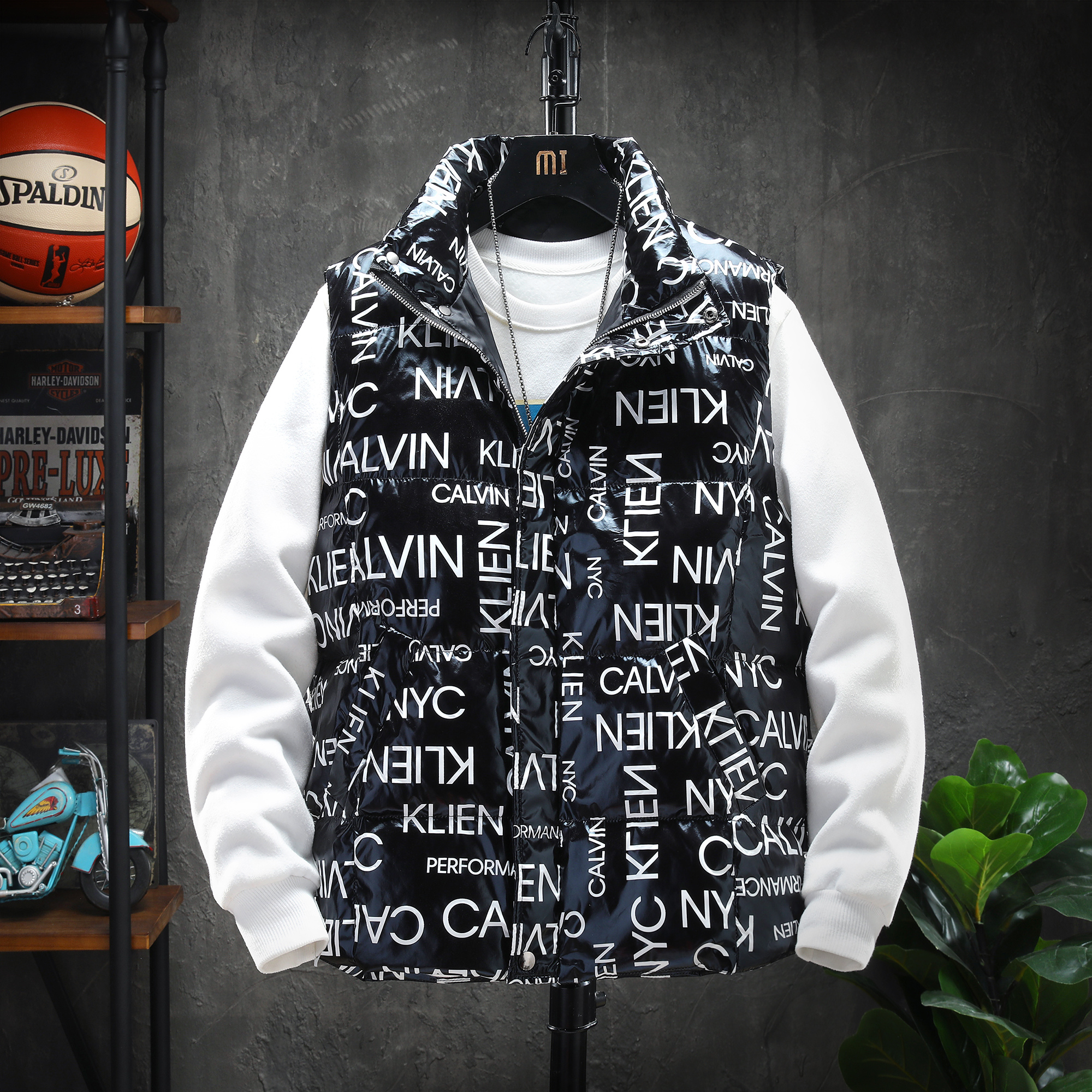 Japanese exhibition stand hanging photo leisure original trend large letter cotton vest