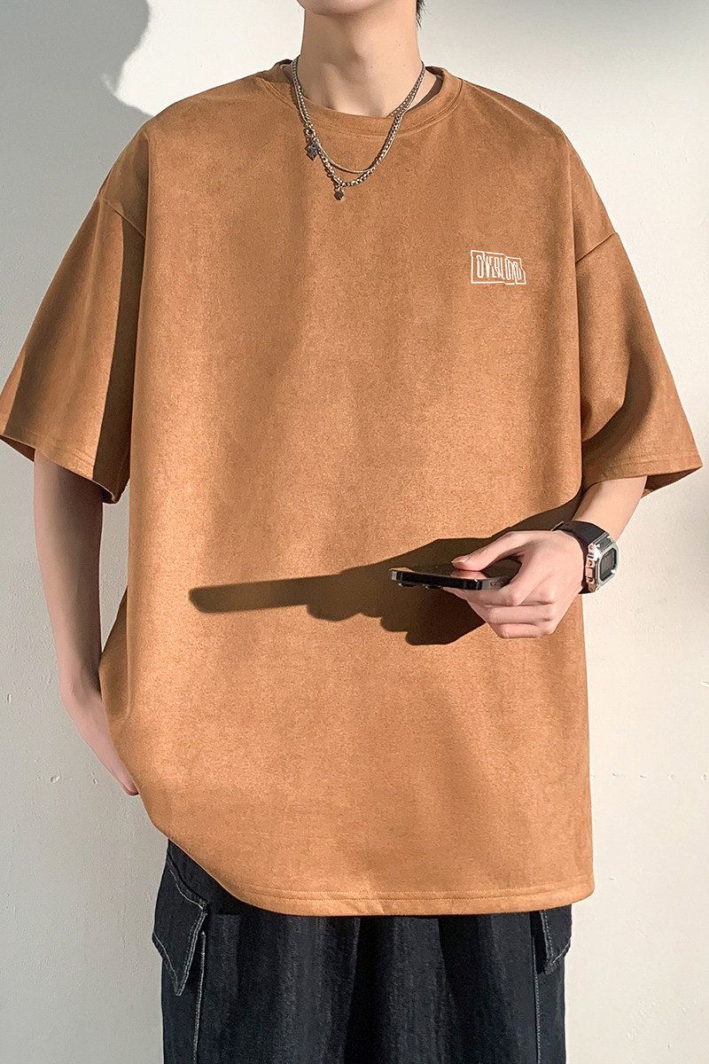 夏季大码休闲潮流美式麂皮绒字母印花短袖T恤T3620-P22【特价】,男装T恤,电商A007