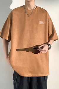 夏季大码休闲潮流美式麂皮绒字母印花短袖T恤T3620-P22【特价】图片