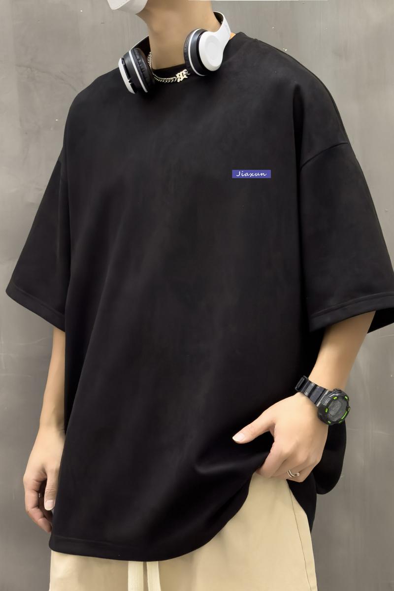 夏潮流大码美式休闲麂皮绒印花短袖T恤T3390-P22【特价】,男装T恤,电商A007