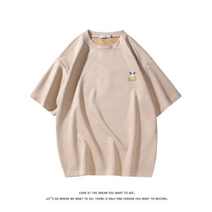 夏季大码休闲潮流美式麂皮绒字母印花短袖T恤T3460-P22【特价】图片