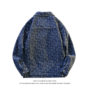 休闲大码复古潮流立体剪裁做旧牛仔外套夹克J8282-P58【特价】图片
