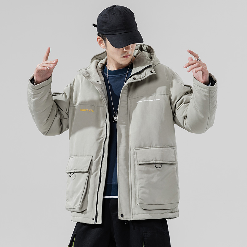 Japanese shadowless wall white duck down men's hooded casual down jacket