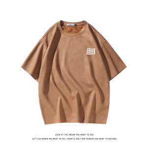 夏季大码休闲潮流美式麂皮绒字母印花短袖T恤T3462-P22【特价】图片