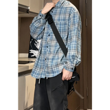 春季韩版潮流复古格子大码翻领长袖衬衫内搭C2170-P32【特价】Q，男装衬衫，电商A007