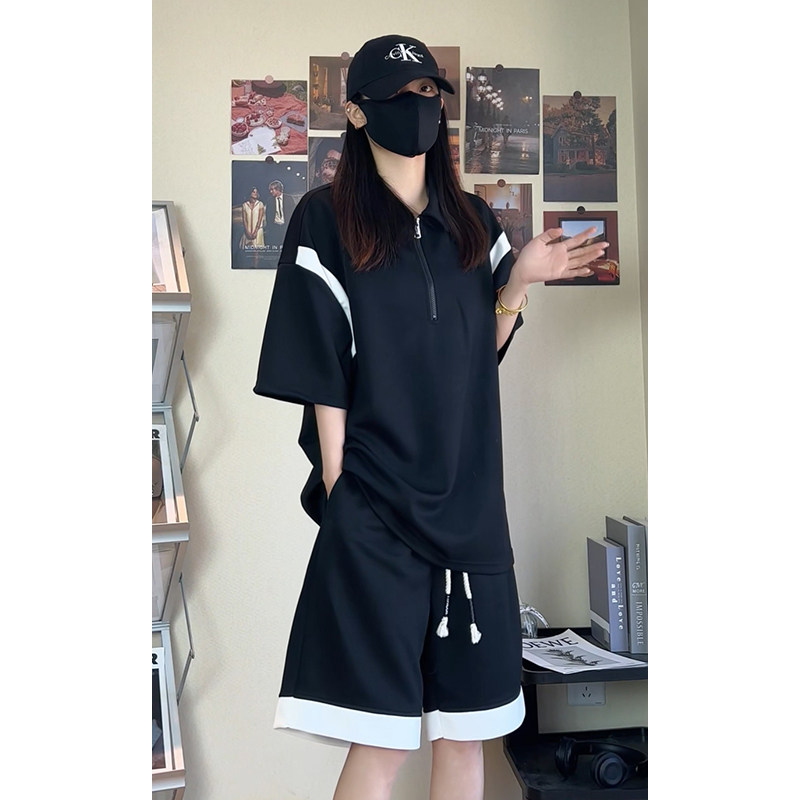 拼接polo衫套装大码情侣T3611上衣特P30控58/DK8602裤子特P25控48,男装休闲套装,电商A007