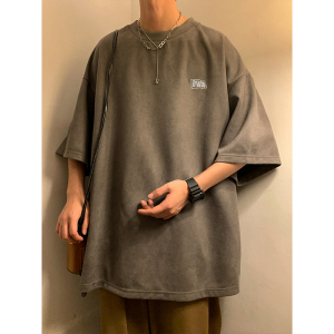 夏季大码休闲潮流美式麂皮绒字母印花短袖T恤T3620-P22【特价】图片