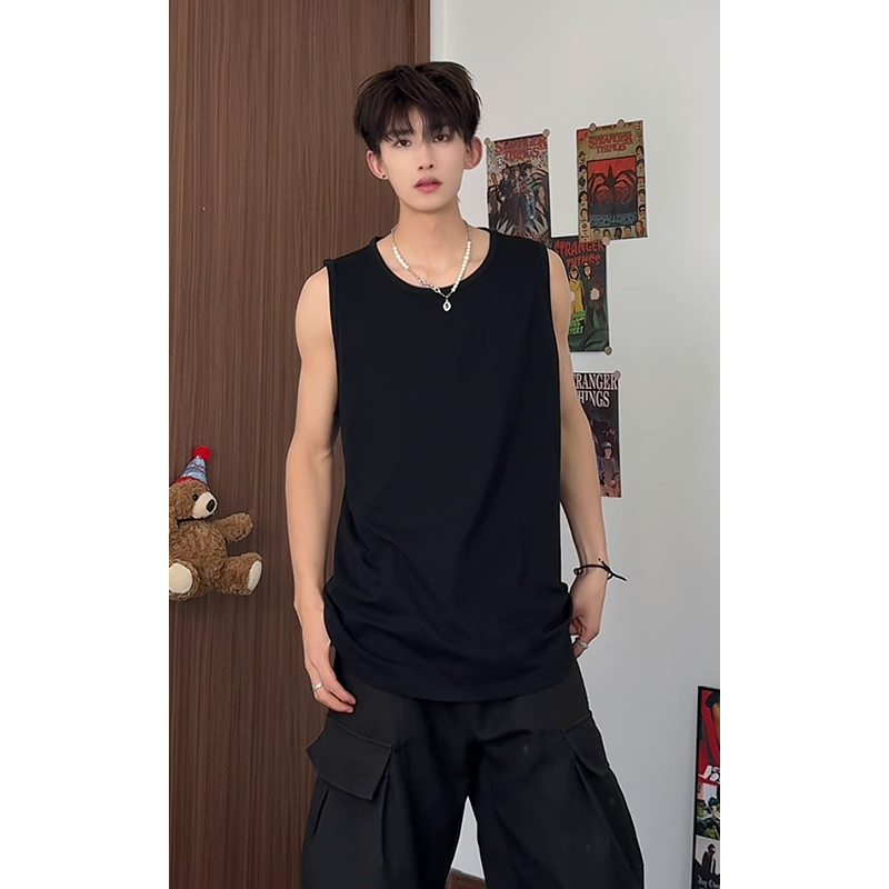 无袖背心纯棉坎肩背面拼接设计感宽松大码男B3963-P21【特价】，男装背心/马甲，电商A007