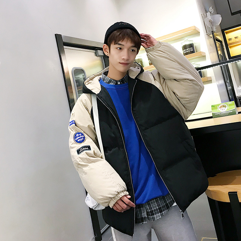 Hong Kong style model large size casual hooded men's cotton padded clothes in winter