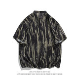 新中式撞色冰丝风夏季潮流短袖衬衫DC2187-P27【特价】，男装衬衫，电商A007