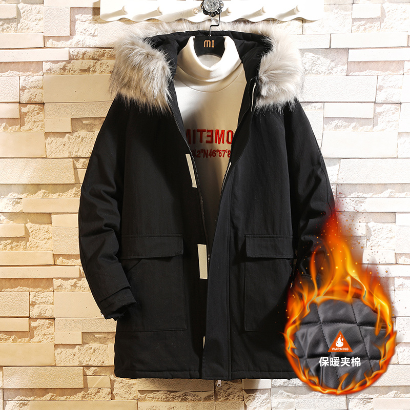 Japanese brick wall hanging large casual hooded wool collar cotton coat coat